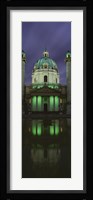 Facade of St. Charles Church at Night, Vienna, Austria (vertical) Fine Art Print