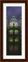 Facade of St. Charles Church at Night, Vienna, Austria (vertical) Fine Art Print