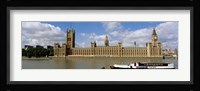 Houses Of Parliament, Water And Boat, London, England, United Kingdom Fine Art Print