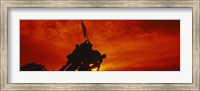 Silhouette of statues at a war memorial, Iwo Jima Memorial, Arlington National Cemetery, Virginia, USA Fine Art Print