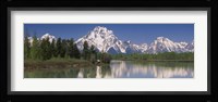 Reflection of a mountain range in water, Oxbow Bend, Grand Teton National Park, Wyoming, USA Fine Art Print