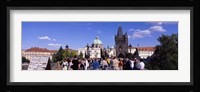 Tourists walking in front of a building, Charles Bridge, Prague, Czech Republic Fine Art Print