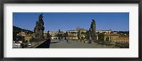 People walking on a bridge, Charles Bridge, Prague, Czech Republic Fine Art Print