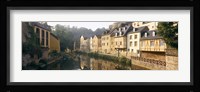 Buildings along a river, Alzette River, Luxembourg City, Luxembourg Fine Art Print