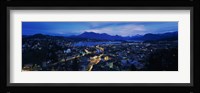 Aerial view of a city at dusk, Lucerne, Switzerland Fine Art Print