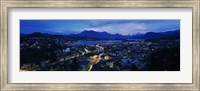 Aerial view of a city at dusk, Lucerne, Switzerland Fine Art Print