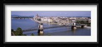 Aerial View, Bridge, Cityscape, Danube River, Budapest, Hungary Fine Art Print