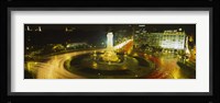 High angle view of traffic moving around a statue, Marques De Pombal Square, Lisbon, Portugal Fine Art Print
