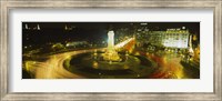 High angle view of traffic moving around a statue, Marques De Pombal Square, Lisbon, Portugal Fine Art Print