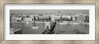 Chain Bridge Over The Danube River, Budapest, Hungary Fine Art Print