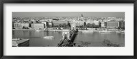 Chain Bridge Over The Danube River, Budapest, Hungary Fine Art Print