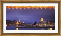 Switzerland, Zurich, Cityscape of Zurich at Christmas Fine Art Print