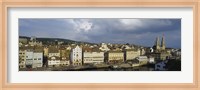 High Angle View Of A City, Grossmunster Cathedral, Zurich, Switzerland Fine Art Print