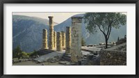 High angle view of ruined columns, Temple Of Apollo, Delphi, Greece Fine Art Print