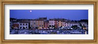 Buildings, Evening, Moonrise, Rovinj, Croatia Fine Art Print