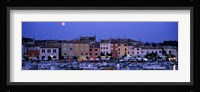 Buildings, Evening, Moonrise, Rovinj, Croatia Fine Art Print