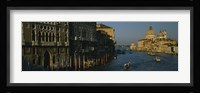 High angle view of boats in a canal, Santa Maria Della Salute, Grand Canal, Venice, Italy Fine Art Print