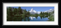 Reflection of a mountain in a lake, Matterhorn, Riffelsee Lake, Pennine Alps, Zermatt, Valley, Switzerland Fine Art Print