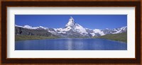 Panoramic View Of A Snow Covered Mountain By A Lake, Matterhorn, Zermatt, Switzerland Fine Art Print