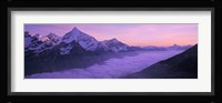 Switzerland, Swiss Alps, Aerial view of clouds over mountains Fine Art Print