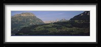 Houses on mountains, Schwyz, Canton Of Schwyz, Switzerland Fine Art Print