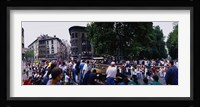 Crowd at Festival of San Fermin, running of the bulls, Pamplona, Navarre, Spain Fine Art Print