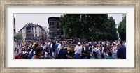 Crowd at Festival of San Fermin, running of the bulls, Pamplona, Navarre, Spain Fine Art Print