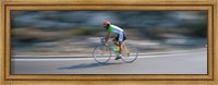 Bike racer participating in a bicycle race, Sitges, Barcelona, Catalonia, Spain Fine Art Print
