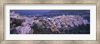 Buildings, Houses, Night, Fira, Santorini Greece Fine Art Print