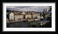 High angle view of buildings along a river, River Limmat, Zurich, Switzerland Fine Art Print