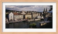 High angle view of buildings along a river, River Limmat, Zurich, Switzerland Fine Art Print