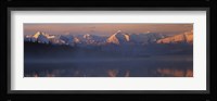 Reflection of snow covered mountain range in the lake, Denali National Park, Alaska, USA Fine Art Print
