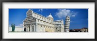 Facade of a cathedral with a tower, Pisa Cathedral, Leaning Tower of Pisa, Pisa, Tuscany, Italy Fine Art Print