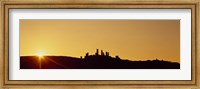 Silhouette of a town on a hill at sunset, San Gimignano, Tuscany, Italy Fine Art Print