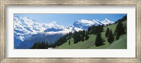 Valley and snow covered peaks, Murren Switzerland Fine Art Print