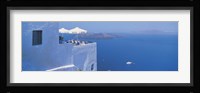 Building On Water, Boats, Fira, Santorini Island, Greece Fine Art Print