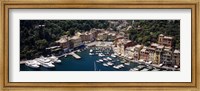 High angle view of boats docked at a harbor, Italian Riviera, Portofino, Italy Fine Art Print