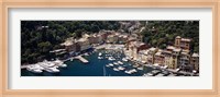 High angle view of boats docked at a harbor, Italian Riviera, Portofino, Italy Fine Art Print