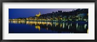 Reflection of buildings in water, Menton, Alpes-Maritimes, Provence-Alpes-Cote d'Azur, France Fine Art Print