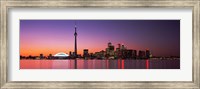 Reflection of buildings in water, CN Tower, Toronto, Ontario, Canada Fine Art Print