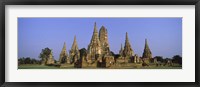 Temples in a field, Wat Chaiwatthanaram, Ayutthaya Historical Park, Ayutthaya, Thailand Fine Art Print