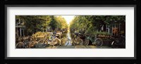 Bicycles On Bridge Over Canal, Amsterdam, Netherlands Fine Art Print