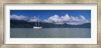 Sailboat in a bay, Kaneohe Bay, Oahu, Hawaii, USA Fine Art Print
