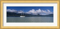 Sailboat in a bay, Kaneohe Bay, Oahu, Hawaii, USA Fine Art Print