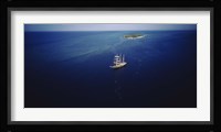 High angle view of a sailboat in the ocean, Heron Island, Great Barrier Reef, Queensland, Australia Fine Art Print
