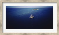 High angle view of a sailboat in the ocean, Heron Island, Great Barrier Reef, Queensland, Australia Fine Art Print