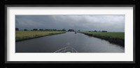 Motorboat in a canal, Friesland, Netherlands Fine Art Print