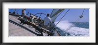 Group of people racing in a sailboat, Grenada Fine Art Print
