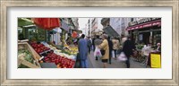 Group Of People In A Street Market, Rue De Levy, Paris, France Fine Art Print