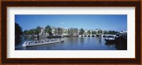 High angle view of a ferry in a lake, Amsterdam, Netherlands Fine Art Print